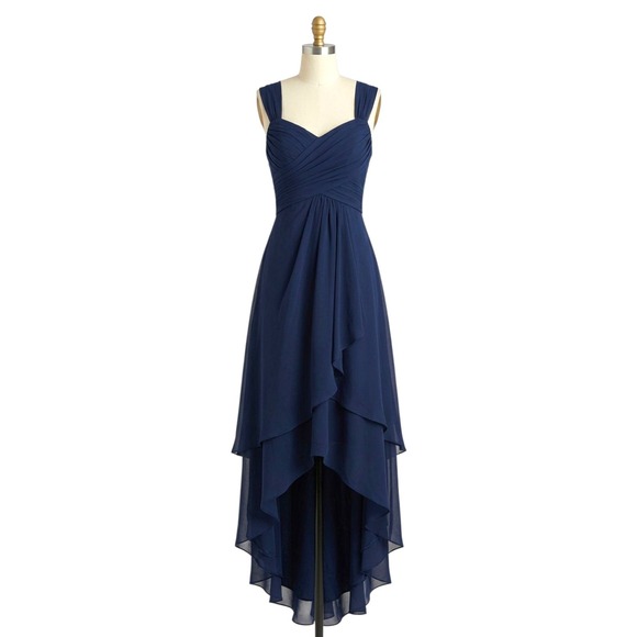 David's Bridal Dresses & Skirts - David's Bridal F12284 Navy Blue Bridesmaid Dress High Low Chiffon Size 10 Formal